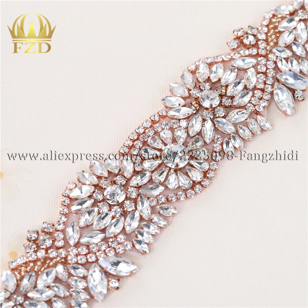 (10 шт.) оптовая продажа пришивная Золотая свадебная аппликация с кристаллами