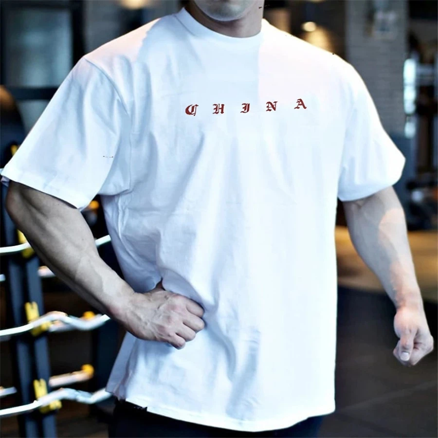 

Футболка мужская Спортивная с коротким рукавом, приталенная тенниска из хлопка, модная майка для спортзала и отдыха, лето 2021