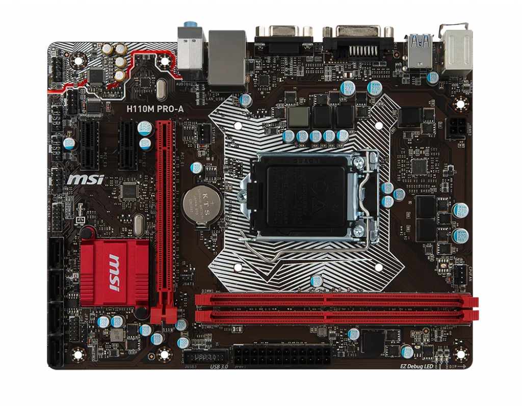 Материнские платы для настольных ПК MSI H110M LGA 1151/DDR4 Intel H110 поддерживает 6/7 SATA III