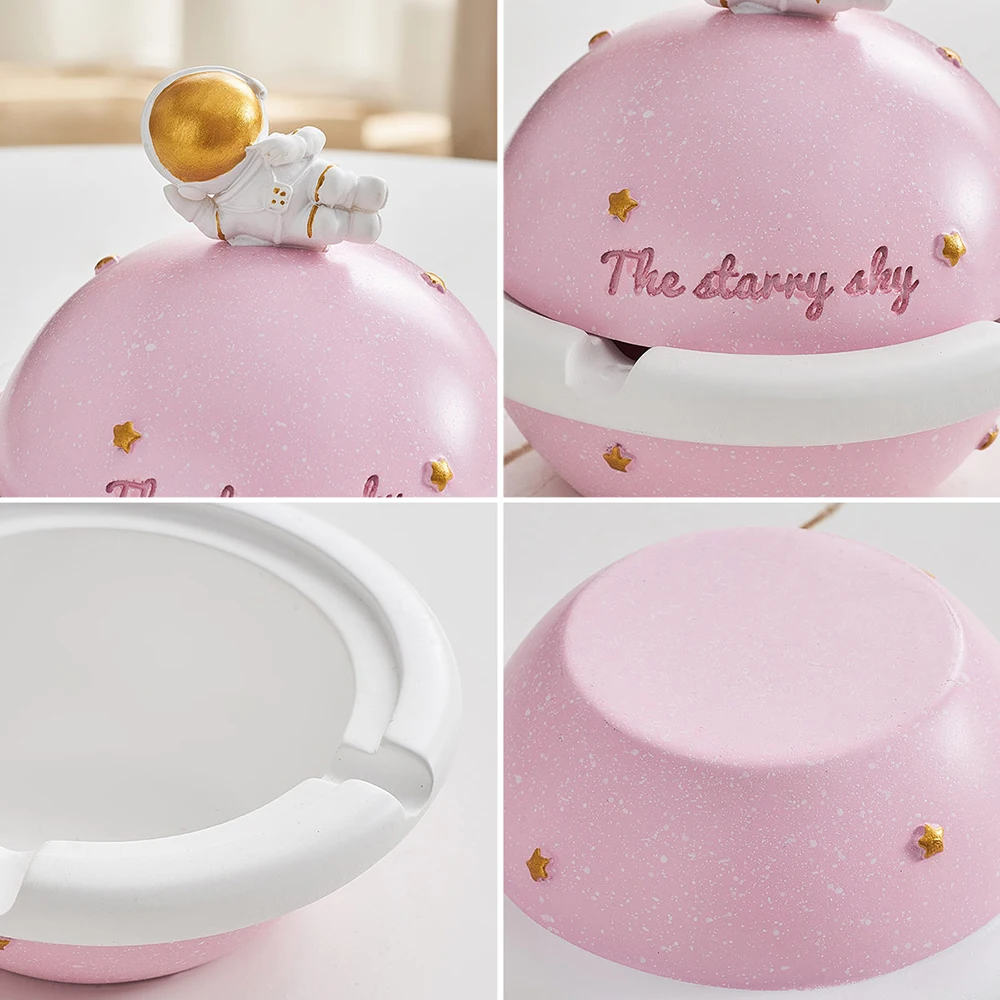 

Nordic Style Home Decoration Accessories Portable Creative Resin Sculpture Crafts Astronauts Ashtray Ornaments with Cover