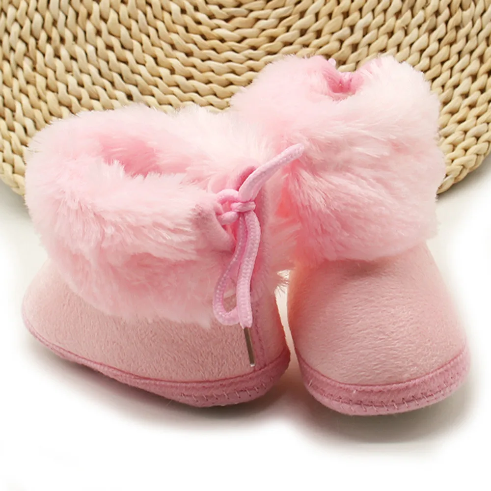 

Newborn Baby Soild Wool Boots shoes infant baby Plus velvet Soft Sole Snow Prewalker Warm Shoes baby girls winter cute shoes
