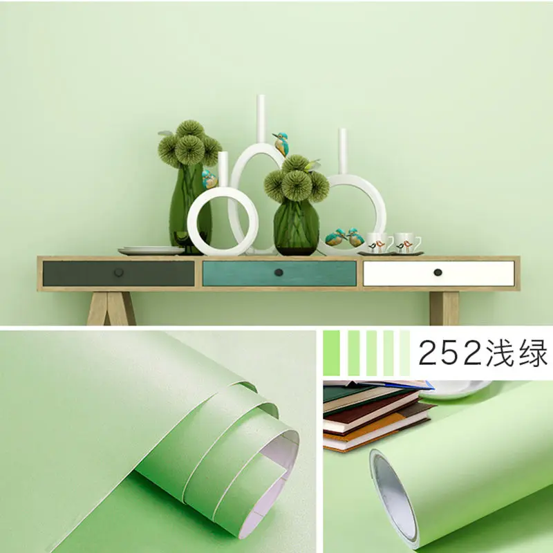 

Matte Green Contact Paper Home Decorative Waterproof Wall Stickers PVC Self-Adhesive Wallpaper Living Room Cabinet Wall Paster