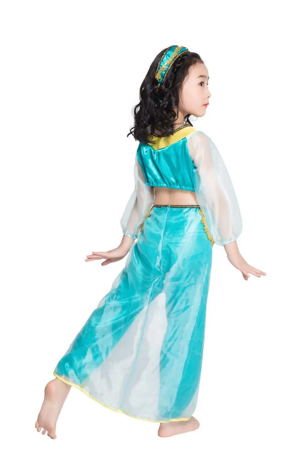 Girls Genie Princess Jasmine Costume Storybook Aladdin Lamp Cosplay Fancy Dress Belly Dance Outfit images - 6