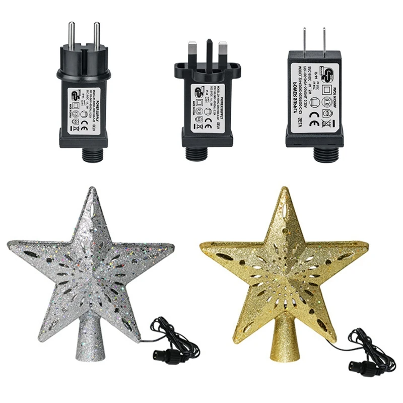 

Novelty Party Xmas Tree Decoration Christmas Star Tree Topper with Rotating 3D Snowflake Projector Glitter Light Ornament