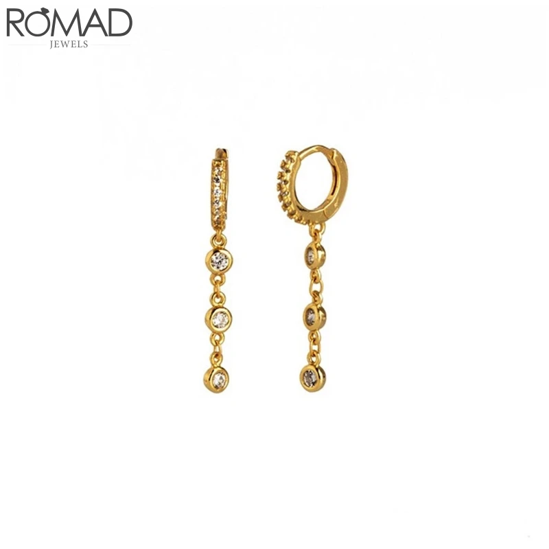Женские серьги-подвески Romad серьги из стерлингового серебра 925 пробы с цирконием