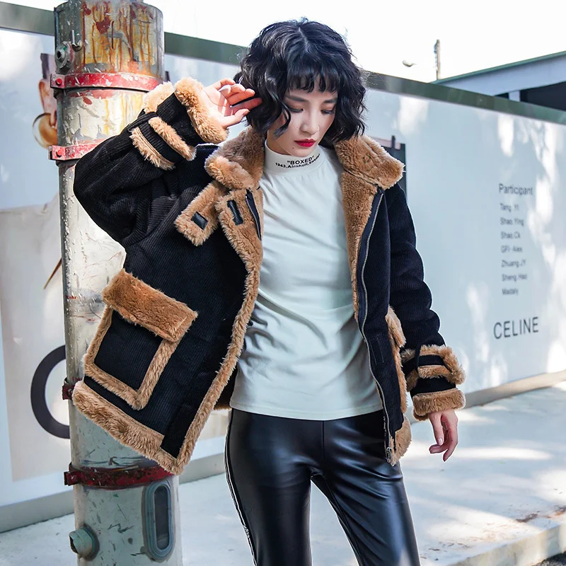 

Women's wool coat, black interwoven, cashmere, casual, Korea, autumn 2021