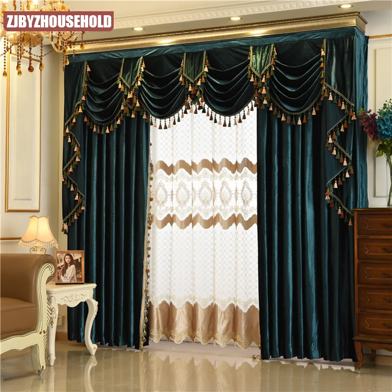 European Italian Velvet Curtains for Living Room Bedroom Luxury Solid Color Curtain Valance Window Treatments Custom Drapes | Дом и сад