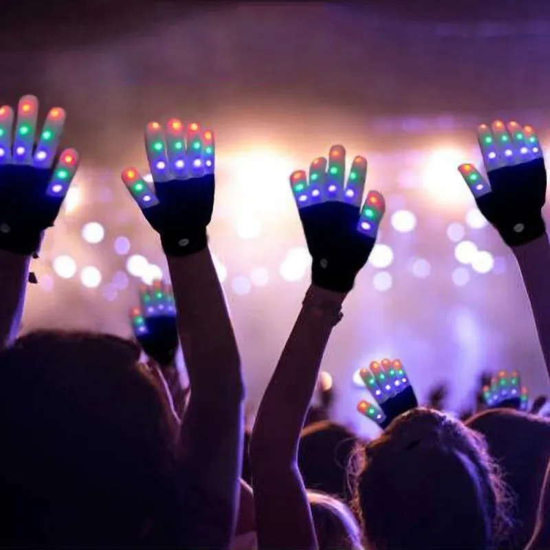 

1 pair Personality LED Lighting Mittens luminous Gloves Children Colorful Flashing FingerLight Gloves Kids Toys Party Supplies