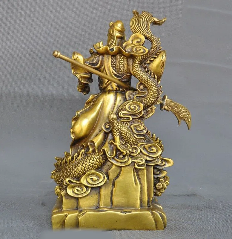 

wedding decoration 13"Old Chinaese temple bronze Dragon Guan Gong Guan Yu warrior God of war Statue