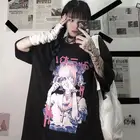 Футболка женская оверсайз с графическим рисунком, одежда в стиле Харадзюку, готический стиль, панк, одежда в стиле хип-хоп, Японская уличная одежда, S-5XL