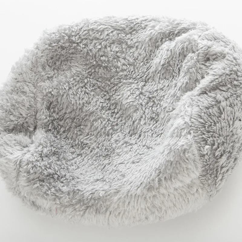 Женский зимний теплый флисовый Берет шерстяной жаккардовый Полосатый Вязаный