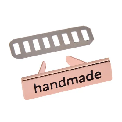 Rose gold 10PCS/pack High Quality Alloy Labels Handmade Pattern For Jeans Shoes Bags Tags DIY Craft Decoration Accessories - Цвет: Rose gold