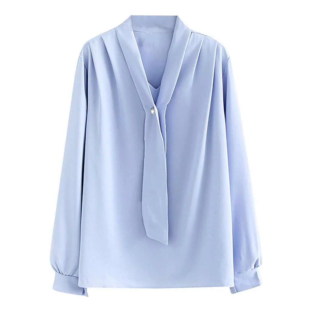 Womail Женские топы и блузки рубашки с длинным рукавом шифоновая блузка белая