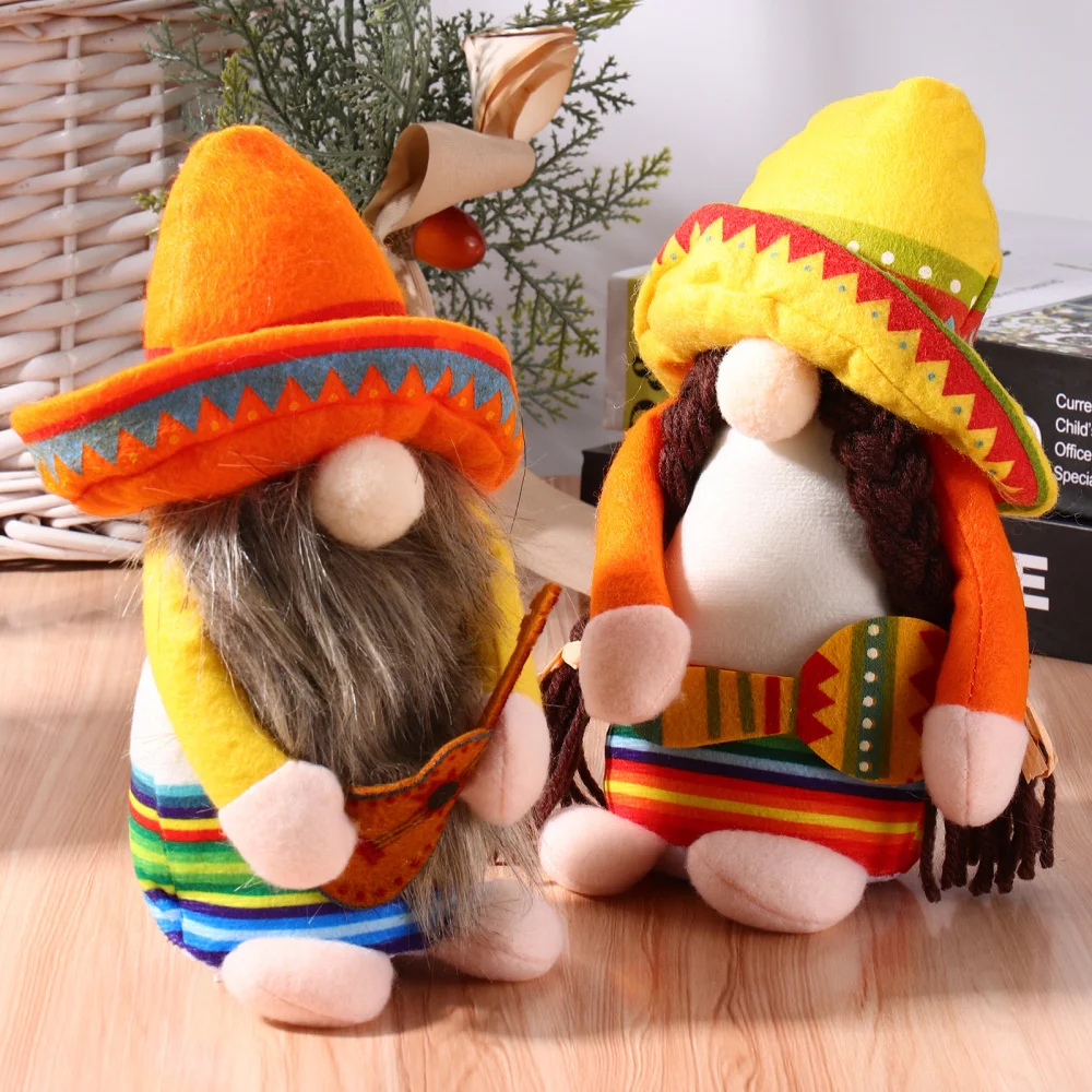 

KESYOO 2Pcs Hawaii Gnomes Dolls Mexican Gnome Couple Decoration Faceless Dwarf Desktop Ornament