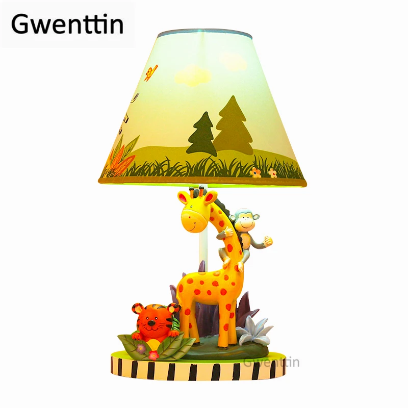 Lámpara de mesa con dibujos de animales para niños, luz Led moderna con soporte de jirafa y mono, accesorios de escritorio para dormitorio, decoración del hogar