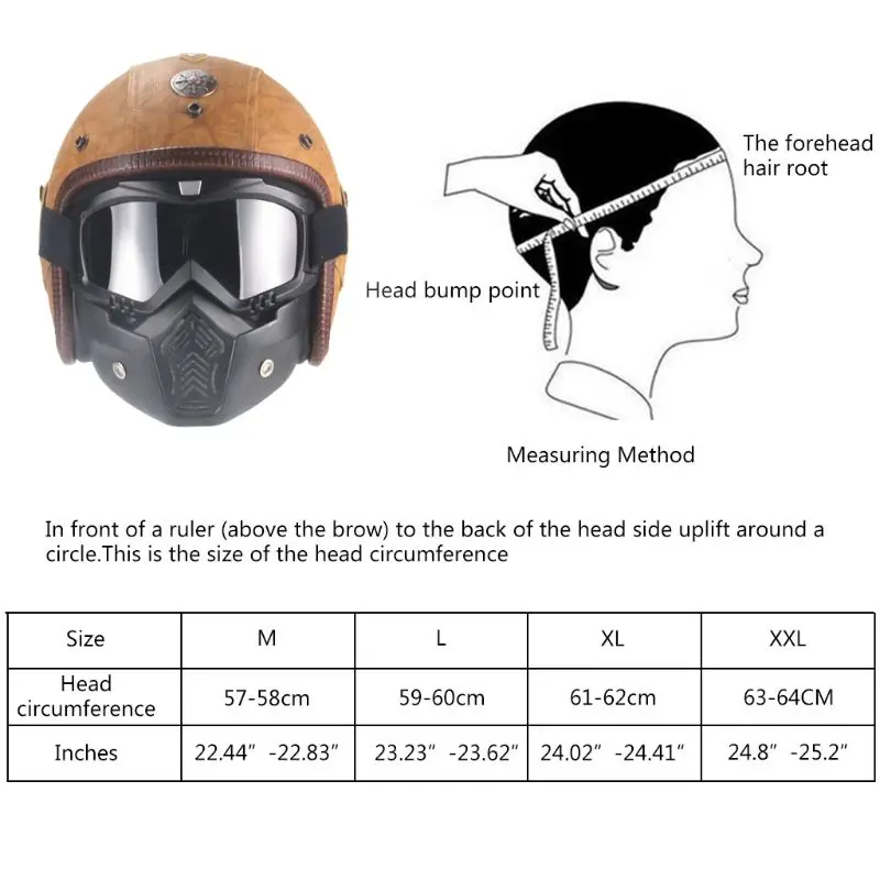 

PU Leather Motorcycle Chopper Bike Helmet Open Face Vintage Motorcycle Helmet Q1FF