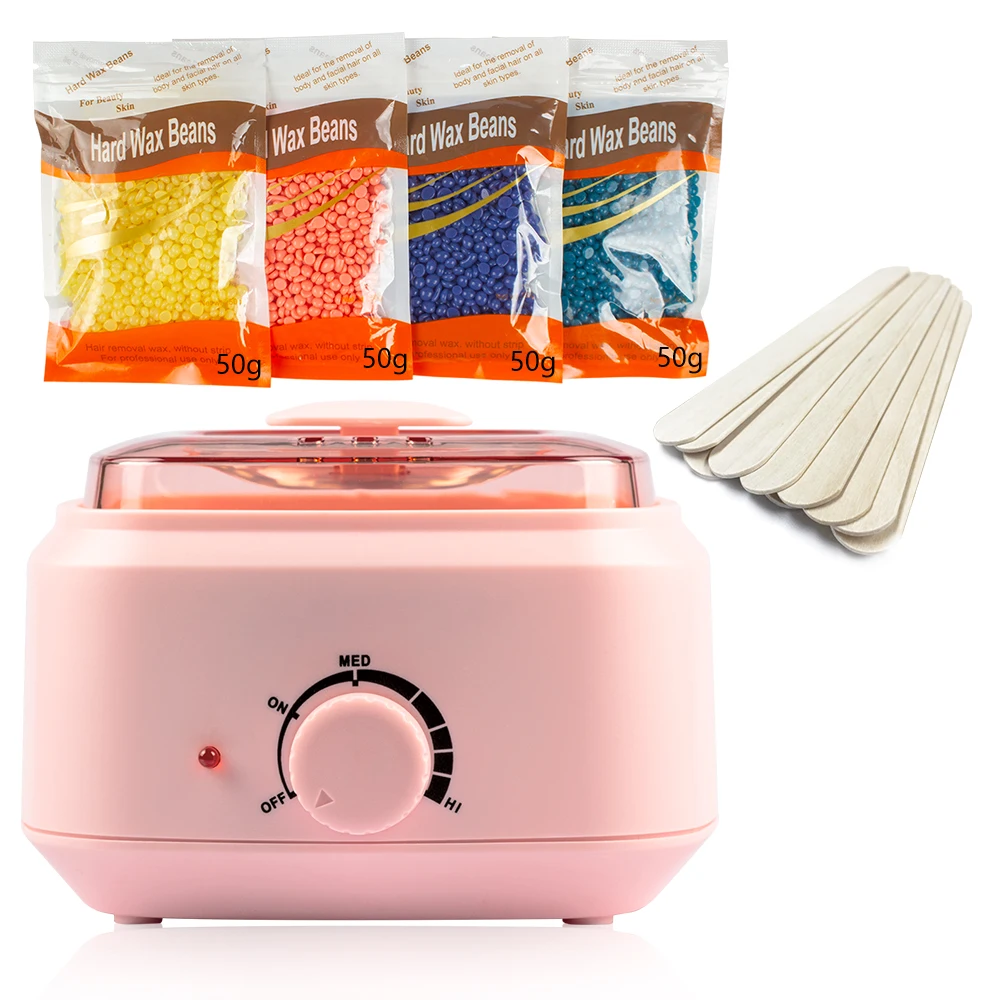 

Wax Warmer Heater Set Hair Removal Wax-melt Machine Waxing Kit 200g Wax Beans Depilatory Paraffin 10 Wood Sticks Calentador