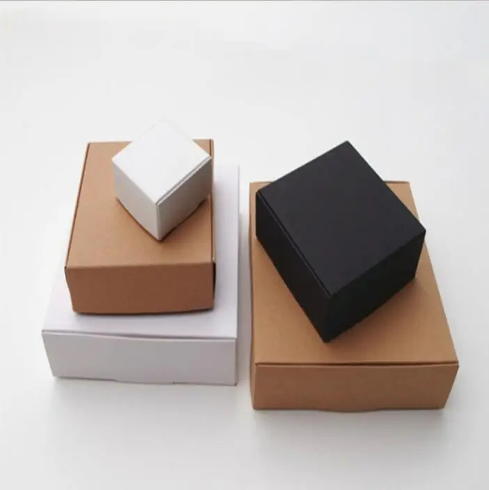 50 шт маленькая картонная упаковочная коробка белая черная крафт бумага бумажная