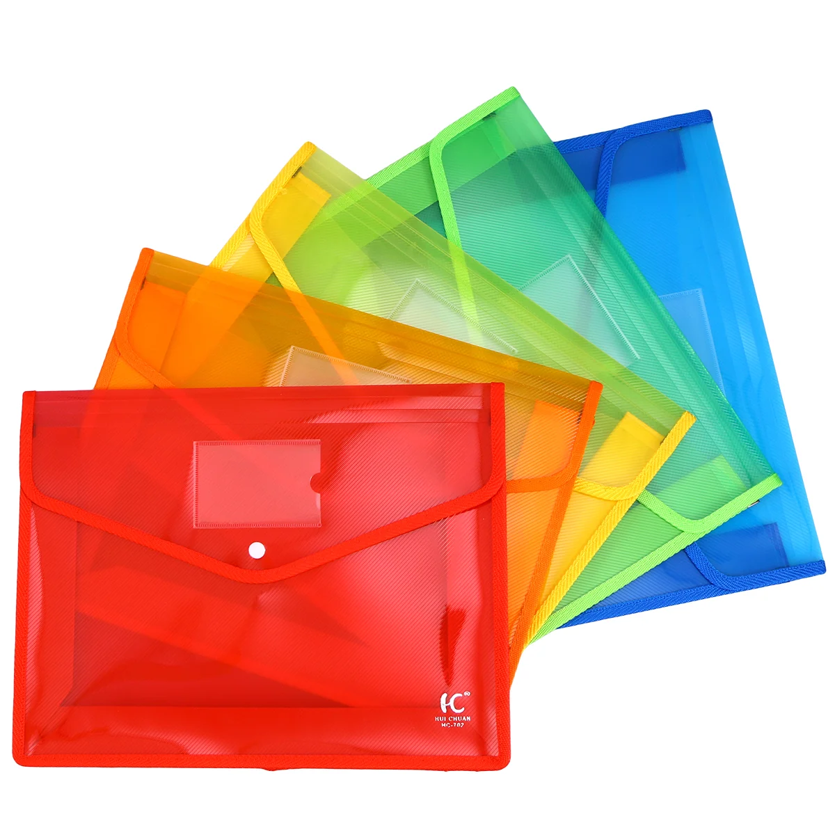 

5pcs A4 Polypropylene Document Folder Clear Document Envelope Folder with Snap Button