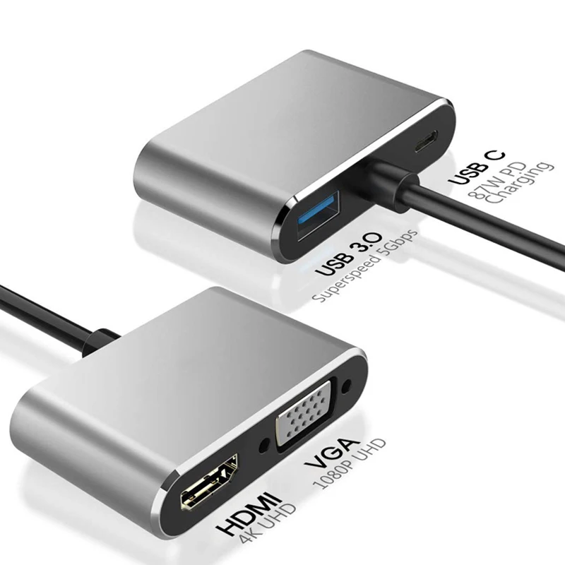 USB-разветвитель с разъемом типа C 3 1 на 4K HDMI совместимый VGA USB 0 PD - Цена: 890.31