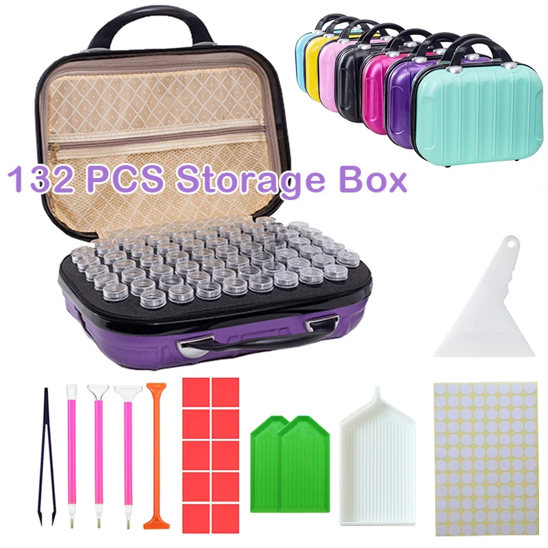

7 Color132 Bottles Diamond Painting Storage Box Beads Container Embroidery Accessories Diamond Bead Organizer Bag Tools Set