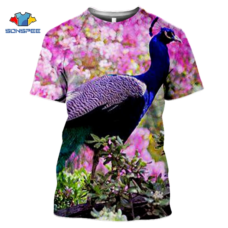 

SONSPEE3D Printing Exquisite Peacock Men's Harajuku Short-sleeved T-shirt Sports Fashion Casual Women's Short-sleeved Shirt Top