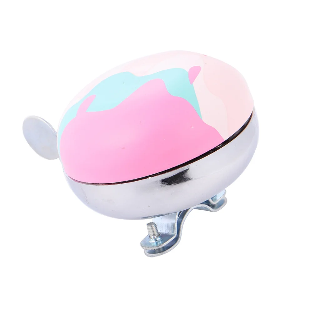 Small Round Bell Decor Printed Ice Cream Bike Bells Crisp Sound Ring Bell for Scooter Tricycle Children DIY Adornment (Pink)