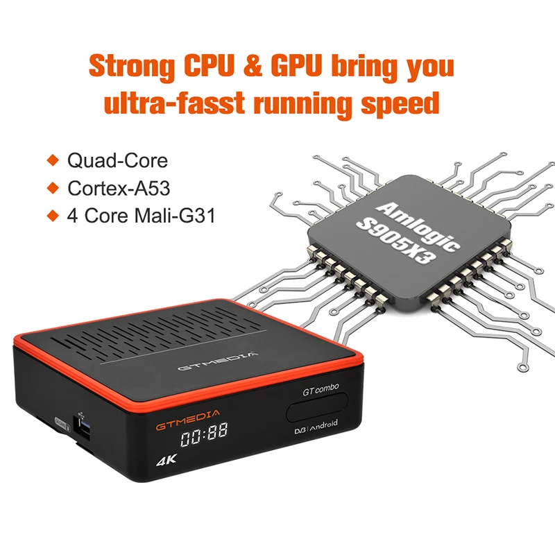 

2021 NEW GTMEDIA GT Combo 8K Android 9.0 Smart TV BOX DVB-S2 T2 Cable Satellite Receiver Ccam Built In Wifi Support Europe Box