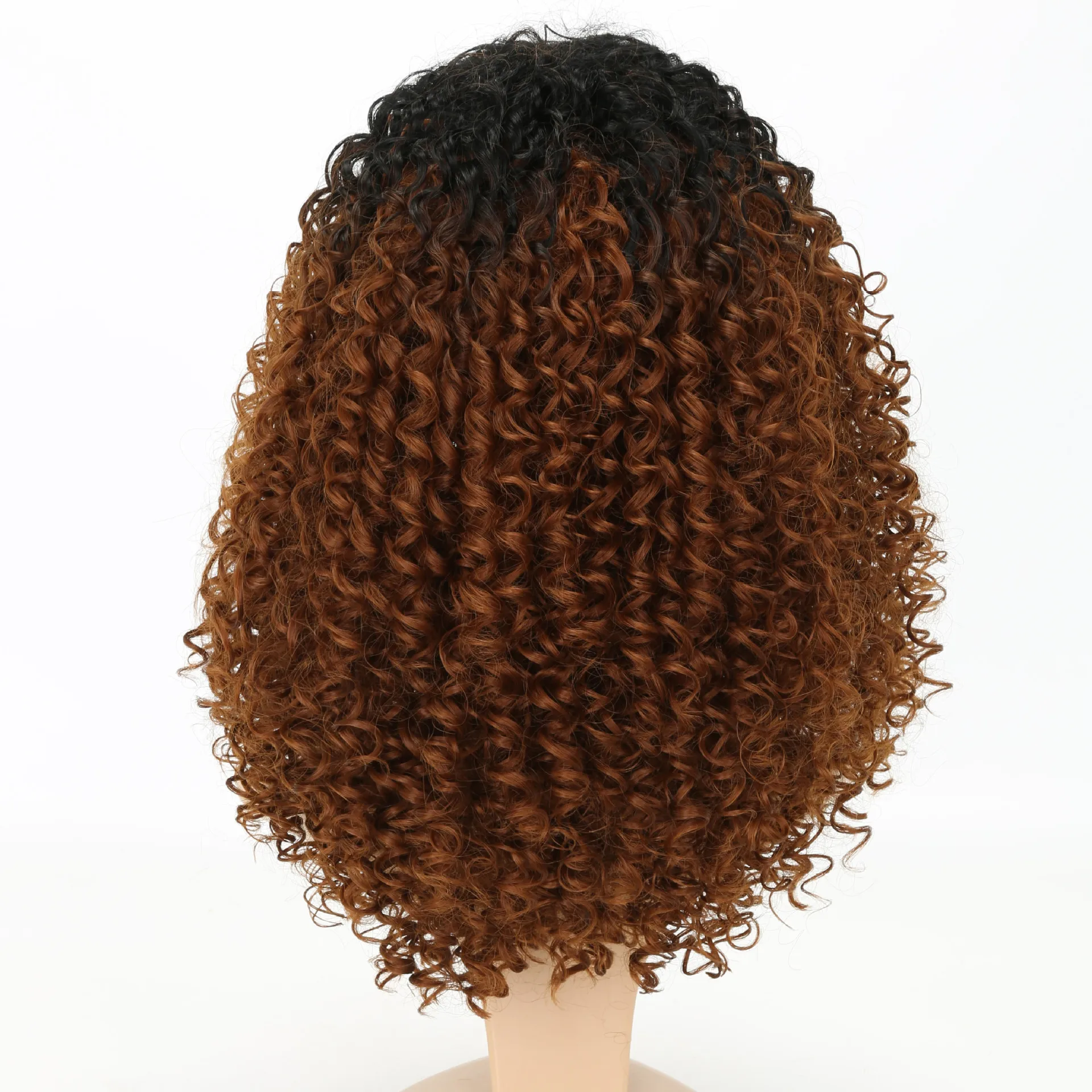 18&quotafro Kinky Curly Women's Wigs Omber Brown Deep Wig African American Natural Synthetic Jerry Cosplay Perruque | Шиньоны и