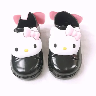 Черный Mini Melissa/босоножки для девочек; Новинка; повседневные тонкие туфли с Микки-Маусом и бантом для девочек; прозрачная обувь ярких фруктов; водонепроницаемые прозрачные сандалии; обувь - Цвет: Черный