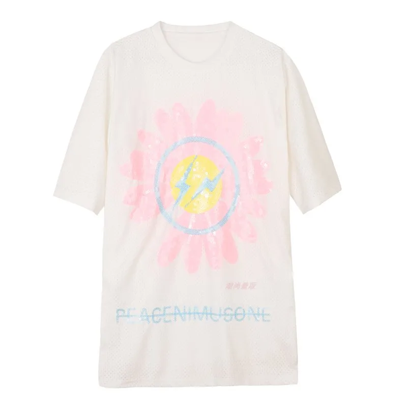 

Vefadisa White Sequin Floral Women T-shirt 2021 Fashion Summer Breathable Female T-shirt Casual Short Sleeve Tees Top QYF5405