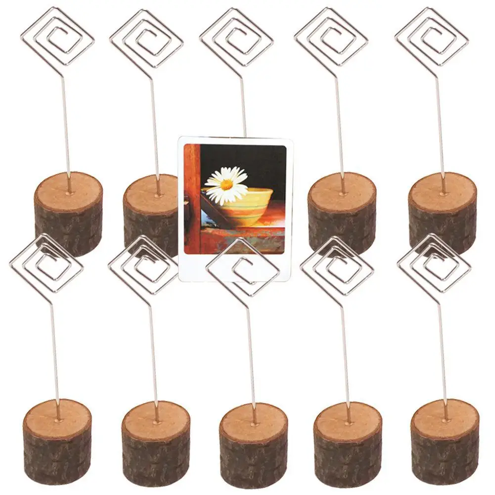 10 шт деревянные держатели для фото карт с железной проволокой свадебного