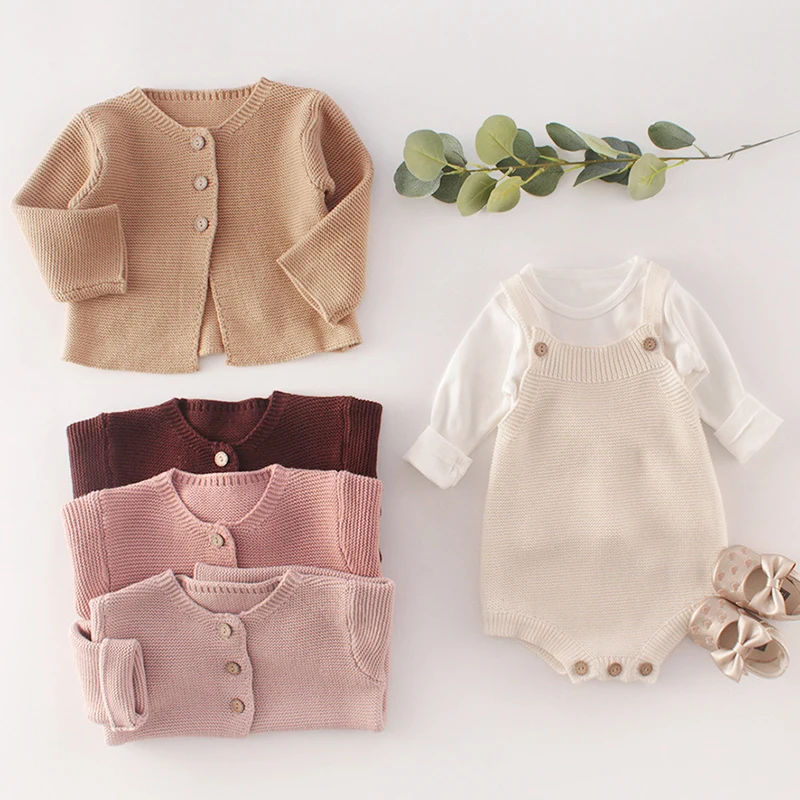 Новый костюм для маленьких девочек вязаная одежда малышей кардиган хлопковый