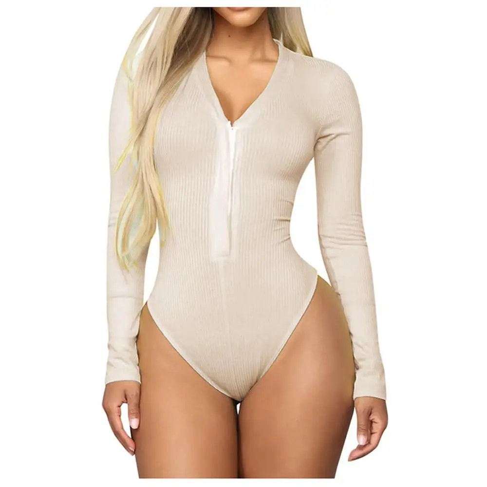Женские Боди на пуговицах сексуальный осенне зимний однотонный Облегающий
