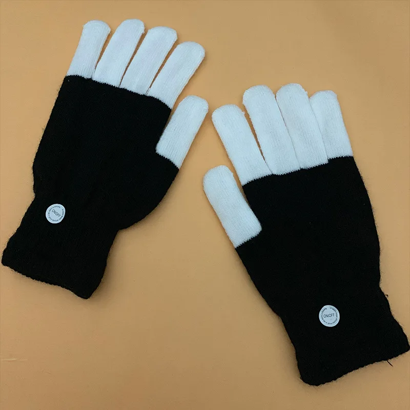 New 2pcs/1pair Light Glowing Gloves Colorful Luminous Flashing Skeleton Halloween Costume Holiday Events Party Supplies | Тематическая