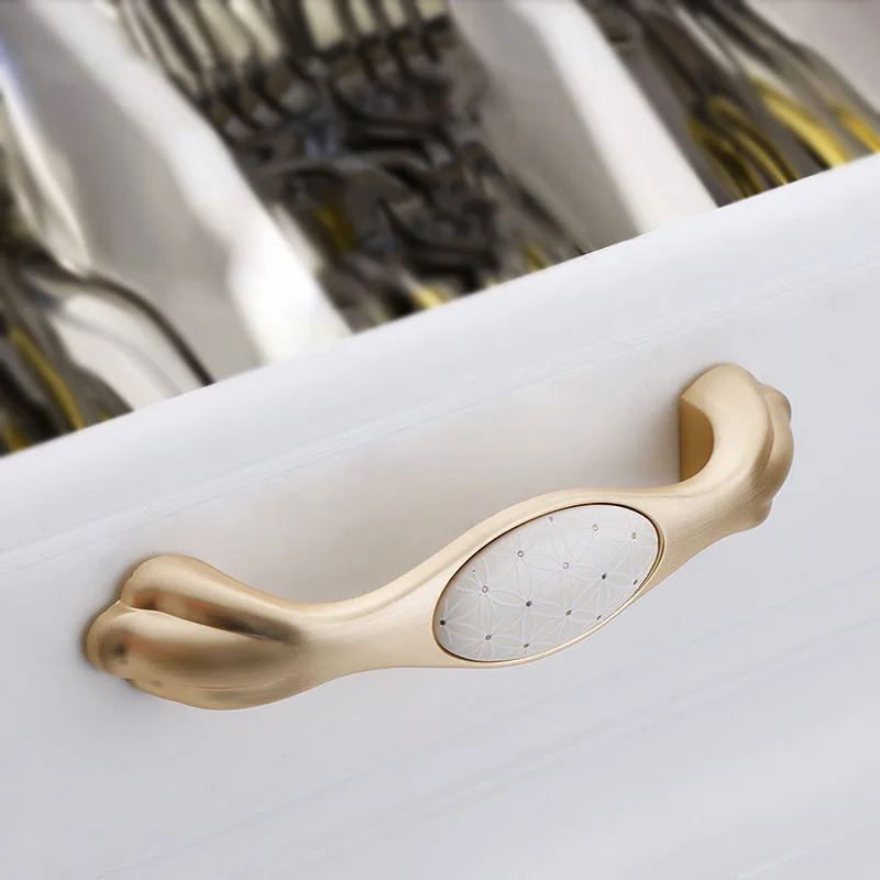 KK &amp FING Европейский роскошный медный матовый цинковый сплав ручки шкафа ящика