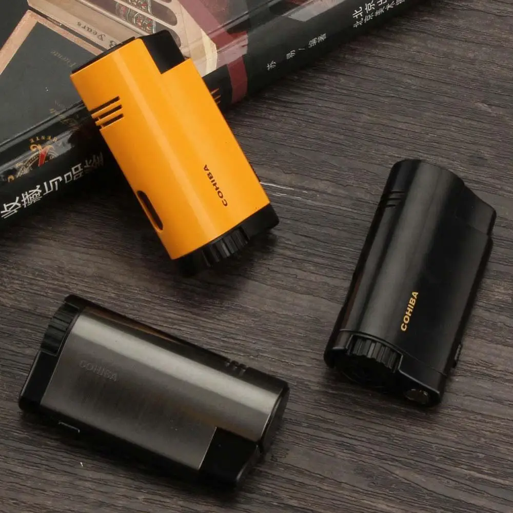 COHIBA металлический Карманный ветрозащитный 3 фонарь встроенный роскошный Газ