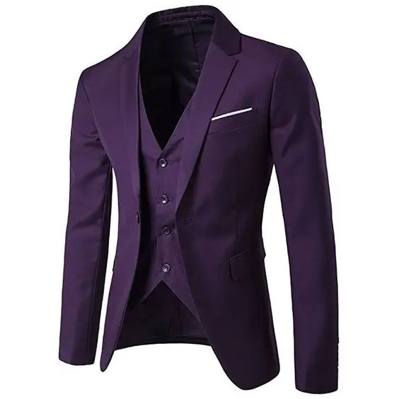 

Tailored Made Purple Suit Men Groom Wedding Suits Slim Fit 3 Piece Tuxedo Prom Custom Blazer Terno Masuclino Jacket+Pant+Vest