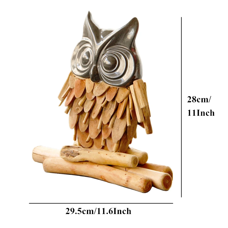 Домашний декорд в деревенском стиле 11 ''деревянная Сова миниатюрные фигурки