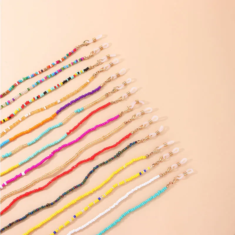 

New Rice Bead Mask Lanyard Handmade Fashion Colorful Bead Glasses Chain Useful Non-slip Chain Mask Chain Glasses Holder