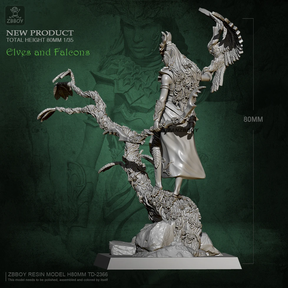 

80mm Resin moeld Kits Eagle Huntress figure self-assembled TD-2366