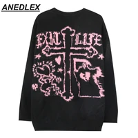 2021 men women knitted sweater hip hop streetwear cross love pullover sweater harajuku cotton casual pullover autumn sweater