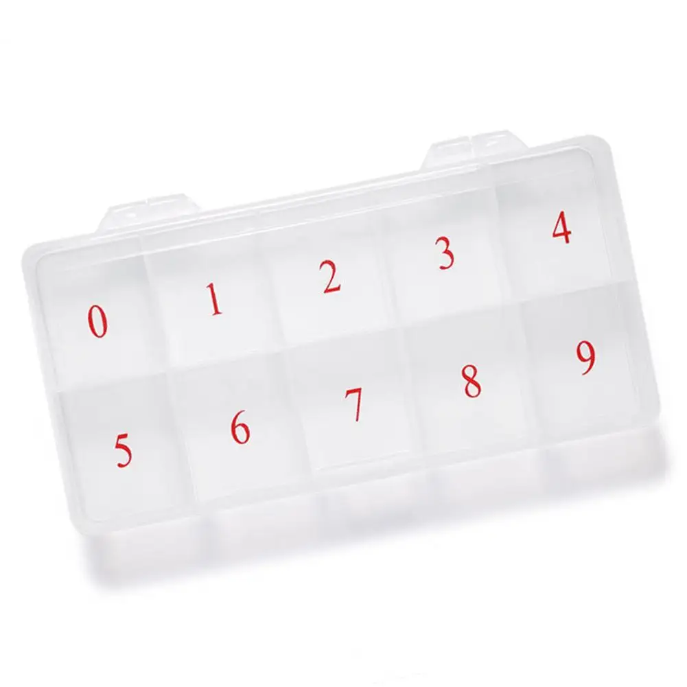 

Nail Tips Box with 10 Grids Multifunctional Transparent Nail Rhinestones Sequins Storage Container Nail Care Tool