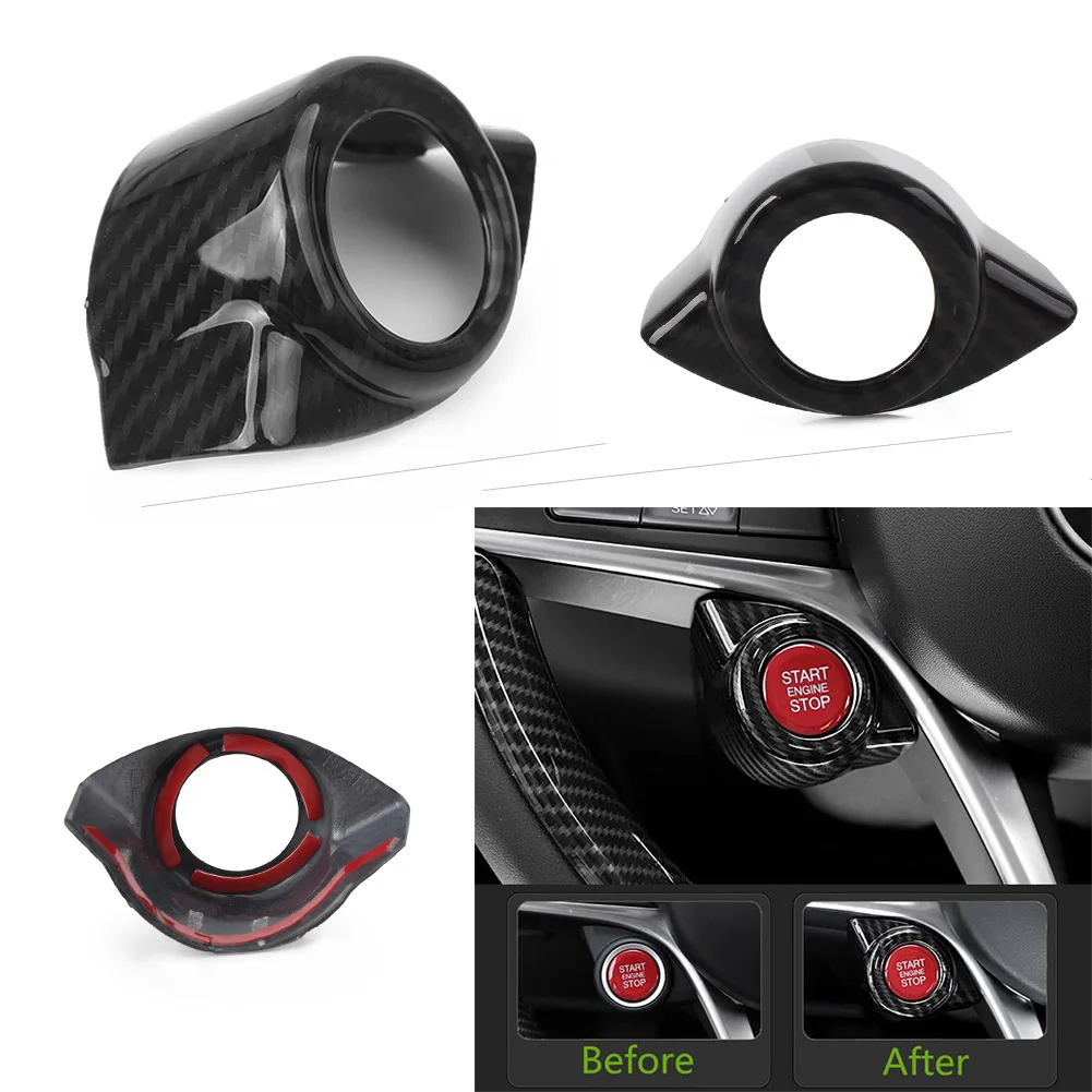 

Carbon Fiber ABS Car Start Engine Ignition Button Cover Trim Decoration For Alfa Romeo Giulia 2017 2018
