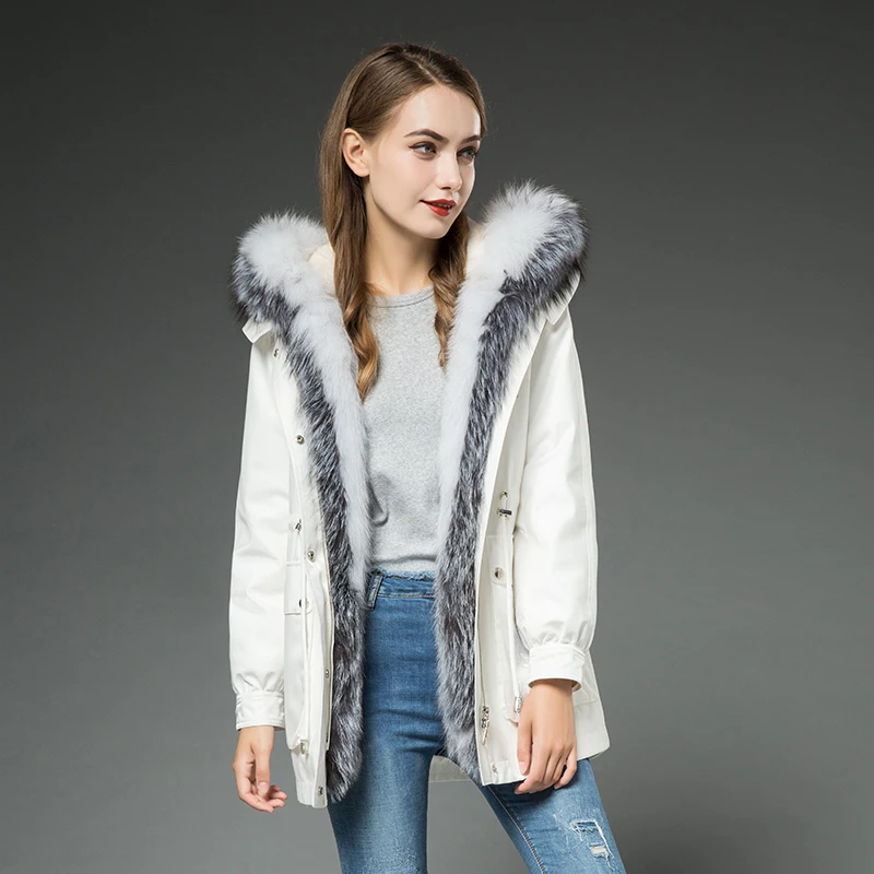 Парка 2020 пальто из натурального меха зимнее Женская подкладка кроличьего теплая