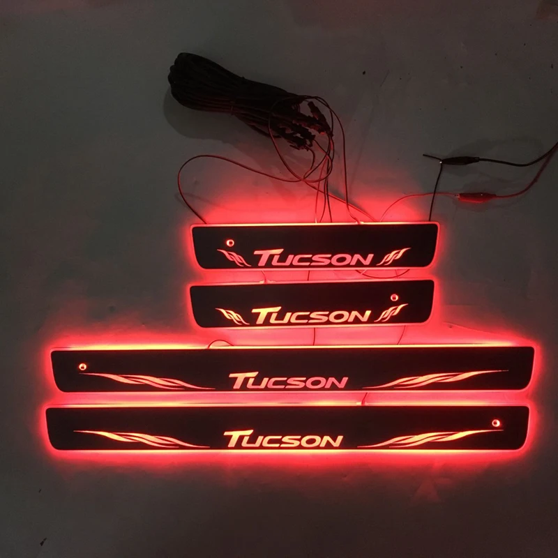 Применим к Tucson потокового цвета светодиодный лампы дверные пороги Добро пожаловать педаль/динамическое освещение автомобиля порог для HYUNDAI TUCSON