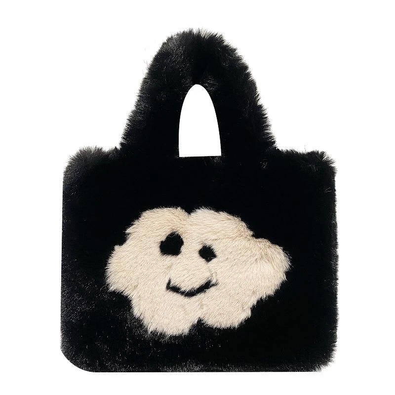 Fluffy Messenger Bag Smile Fur Crossbody Shoulder Bags Cloud Plush Tote Bags For Women Chains Furry Design Handbag And Purses