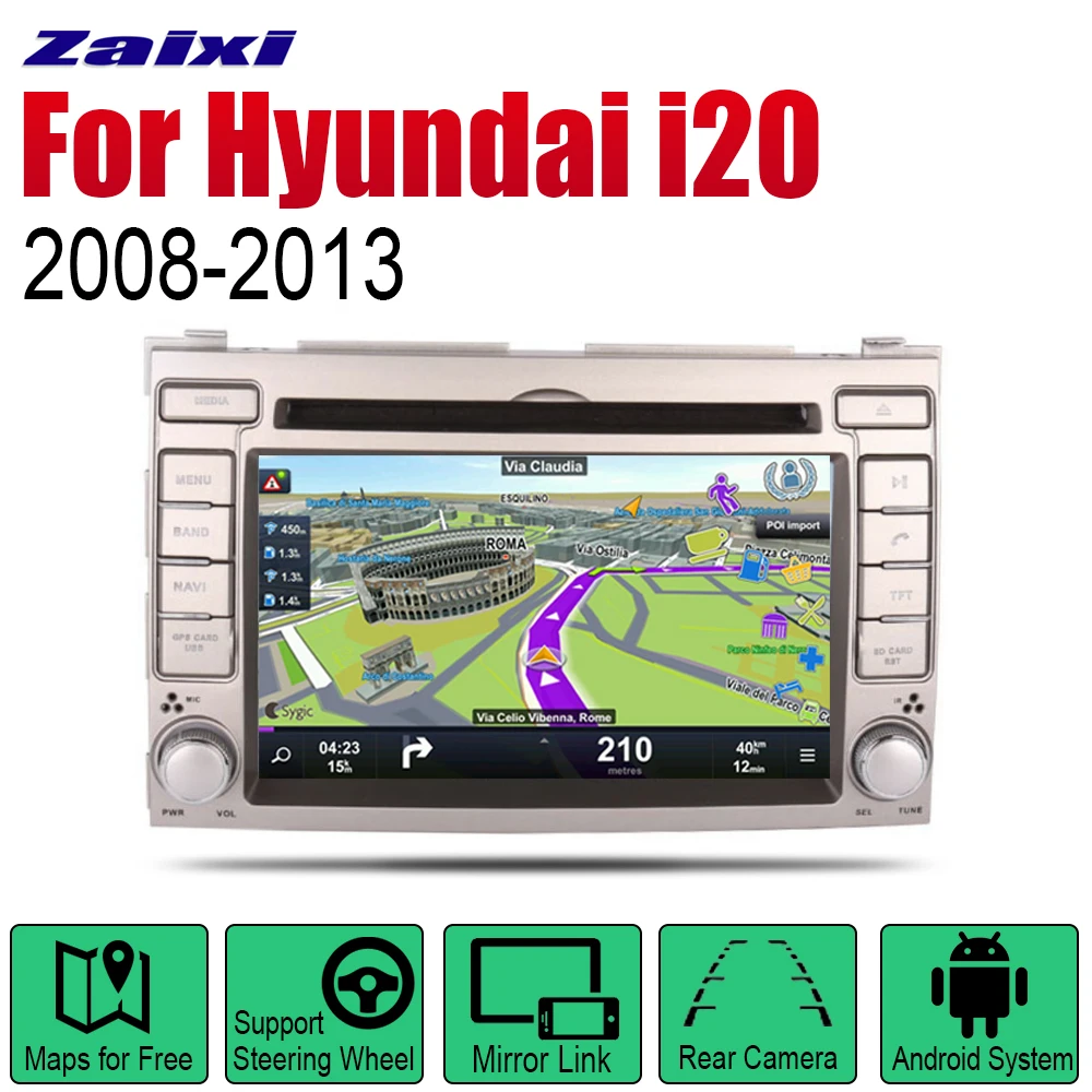 ZaiXi Android Car Radio Stereo DVD GPS Navigation For Hyundai i20 2008~2013 Bt wifi 2din Car Radio Stereo Multimedia Player