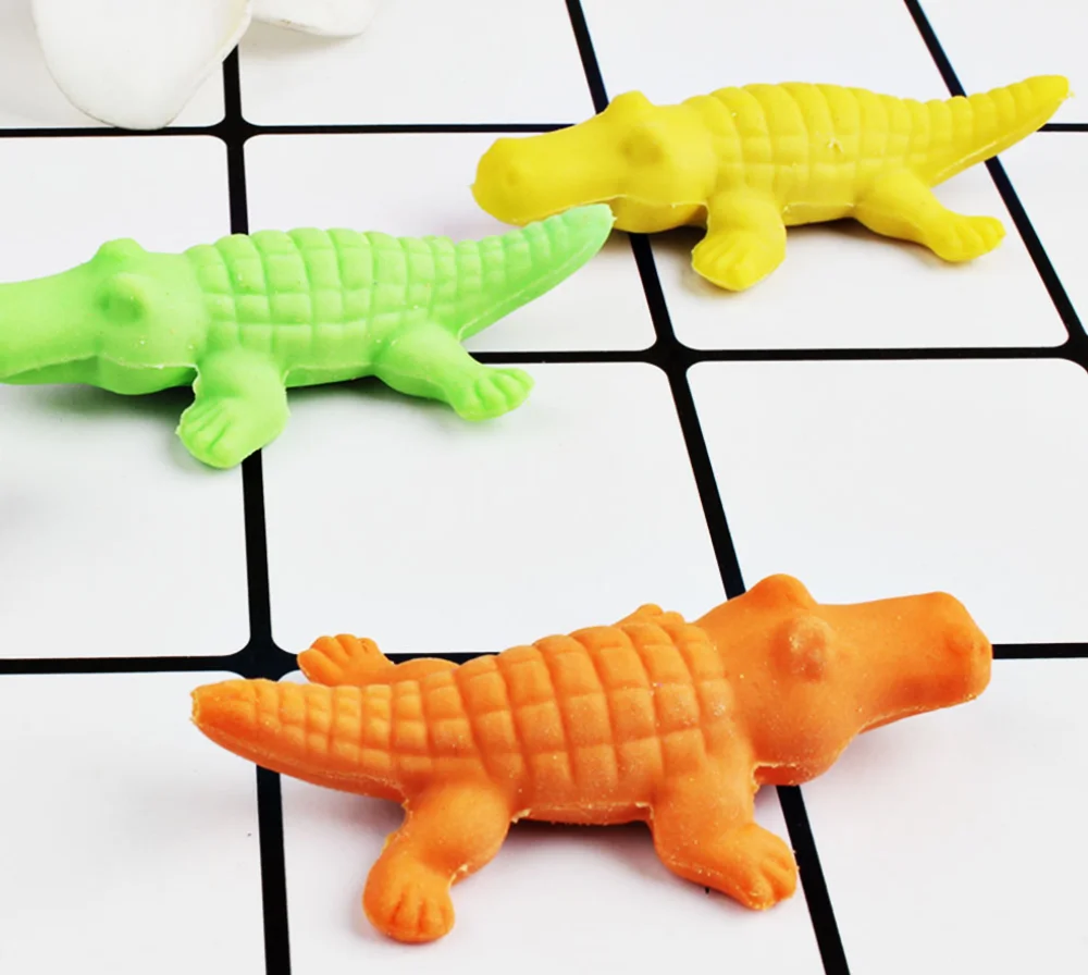 4 шт. милый мультфильм Крокодил Аллигатор kawaii животных карандаш ластик набор