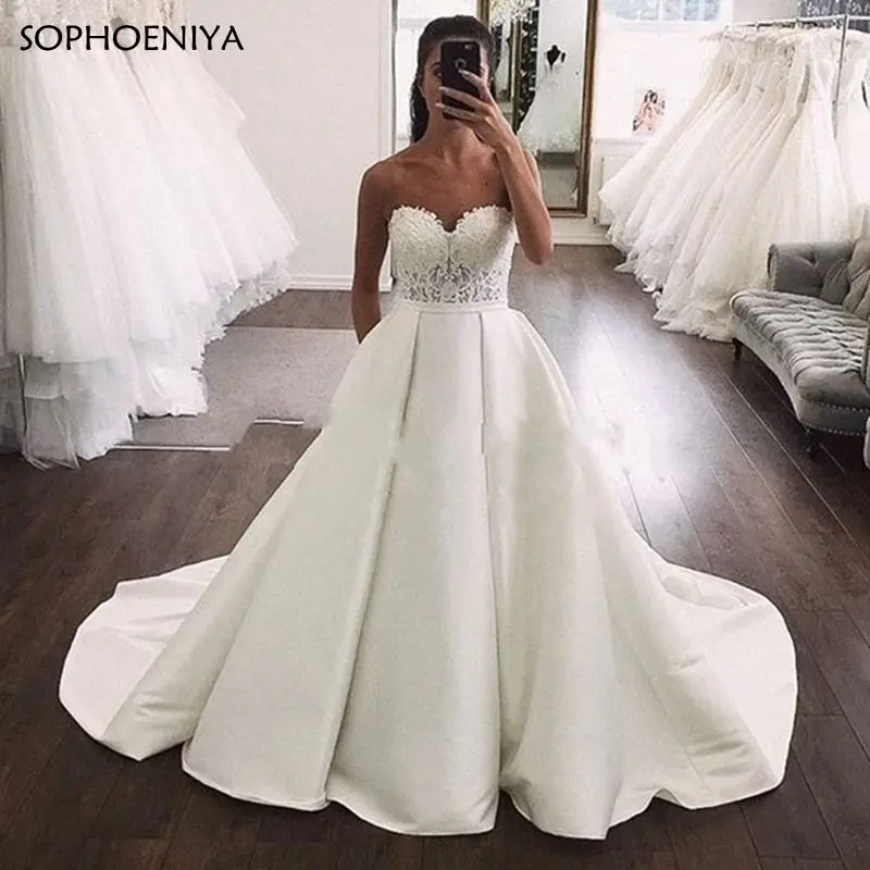 

Vestidos de Novia 2021 Sweetheart Ball Gown Wedding Dresses Appliques Wedding Bride Dress Robe de Soire de Mariage